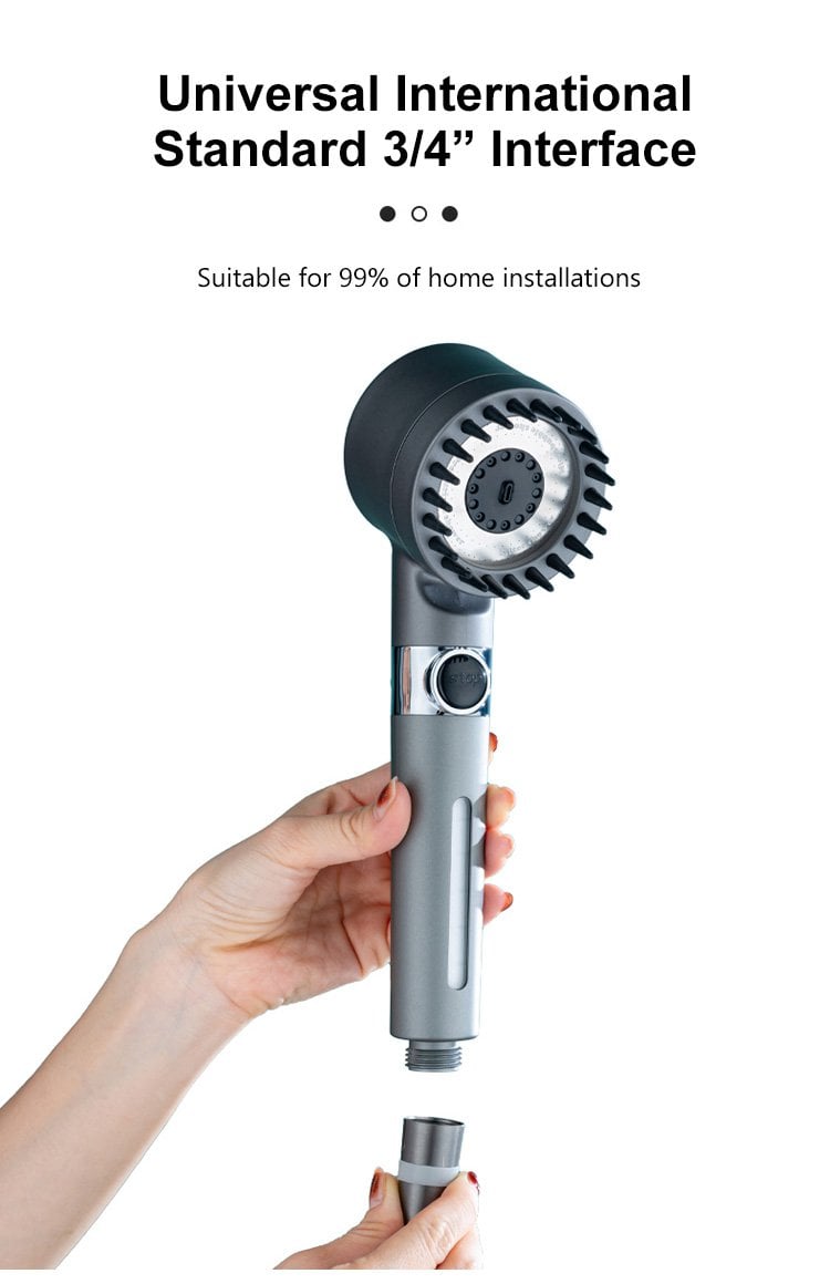 High-pressure shower head, Adjustable spray with 3 modes and massage brush filter