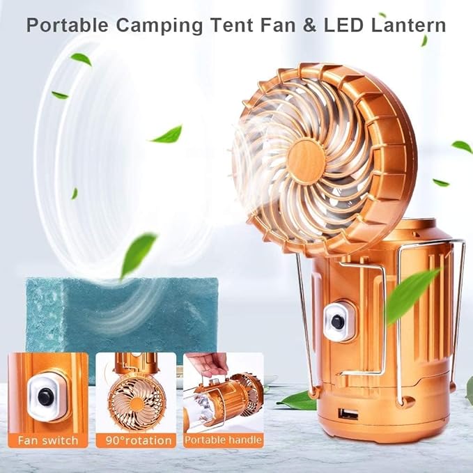 Rechargeable Solar LED Camping Lanterns with Fan, Solar and Battery for Mobile charging