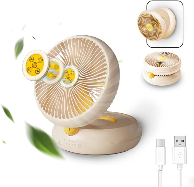 Rechargeable Folding Wall Fan, USB Fast Charging , Long Battery Life, Automatic Swing Head