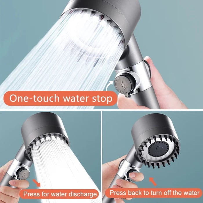 High-pressure shower head, Adjustable spray with 3 modes and massage brush filter