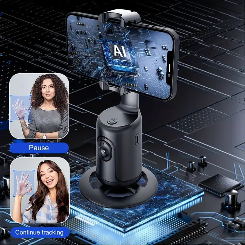 Auto Face Tracking Tripod, Desktop Gimbal, No App Required, 360° Rotation Face Body Phone Camera,