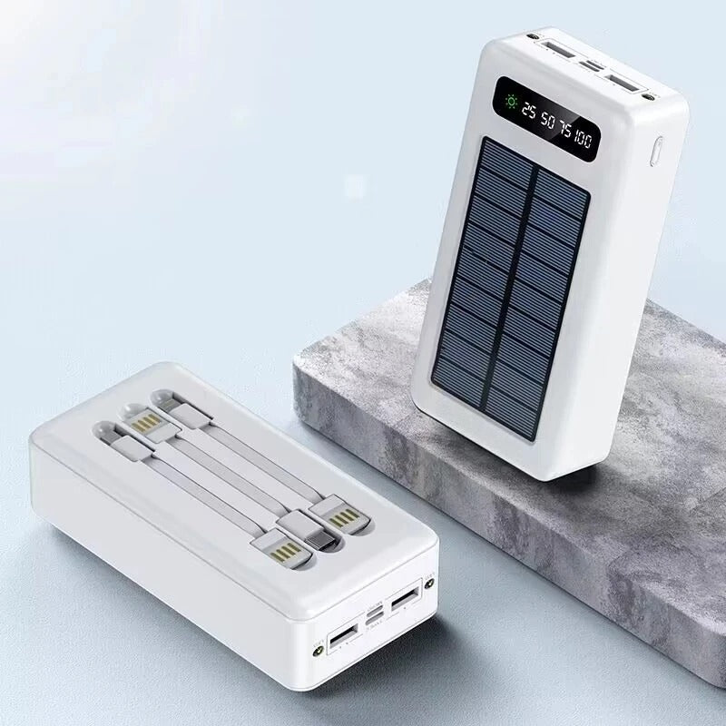 SOLAR POWER BANK 20000 MAH | FAST CHARGING | 4-BUILT IN CABLES